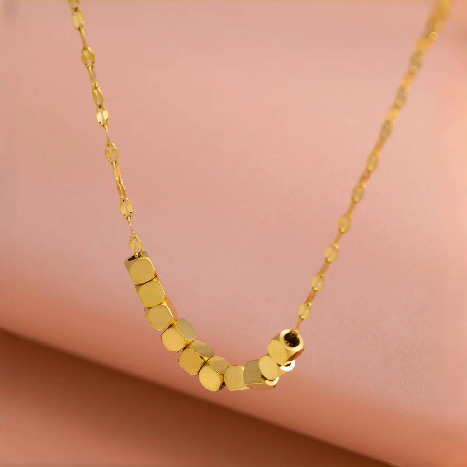 The Polished Geometric Cube Strand Necklace by Vexa - necklace - Vexa