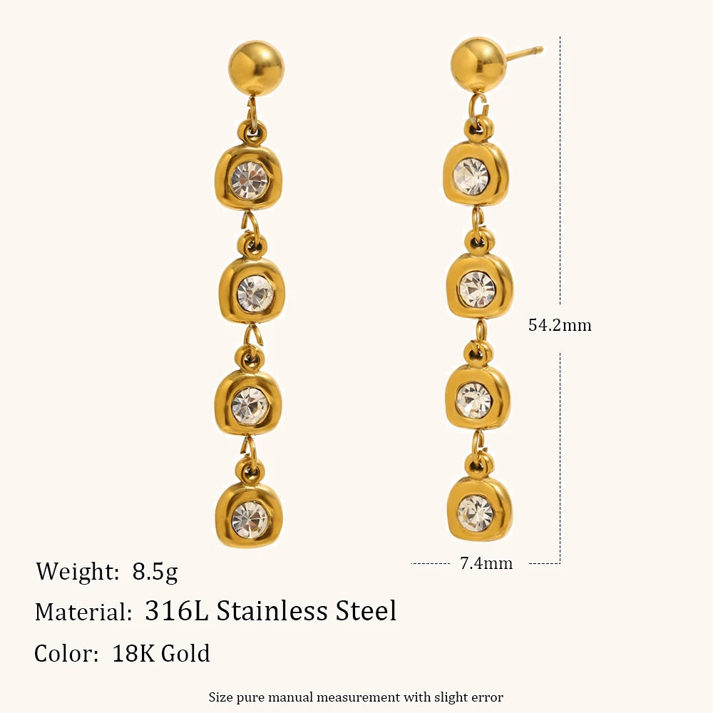 The Lyra Zircon Long Tassel Earrings by Vexa - Earring - Vexa