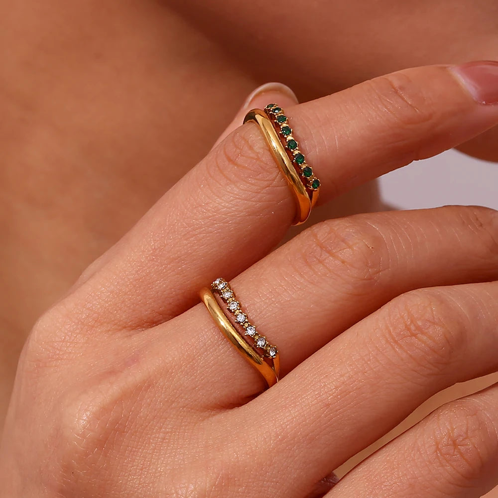 The Serenade Double - Band Crystal Ring by Vexa - RING - Vexa