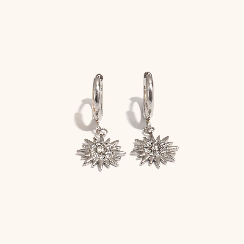 The Stella Zircon Pendant Earrings by Vexa - Earring - Vexa - Silver