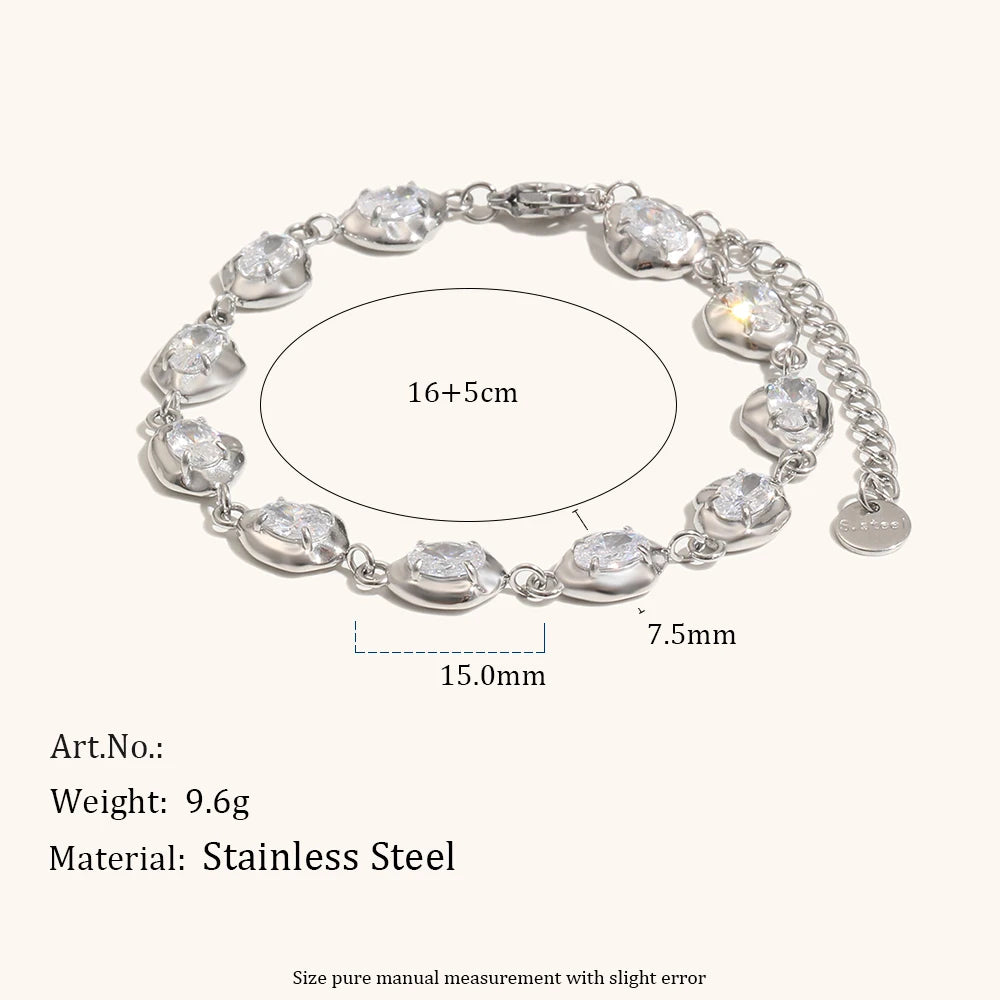 The Luminous Zircon Irregular Link Bracelet by Vexa - Bracelet - Vexa - Silver