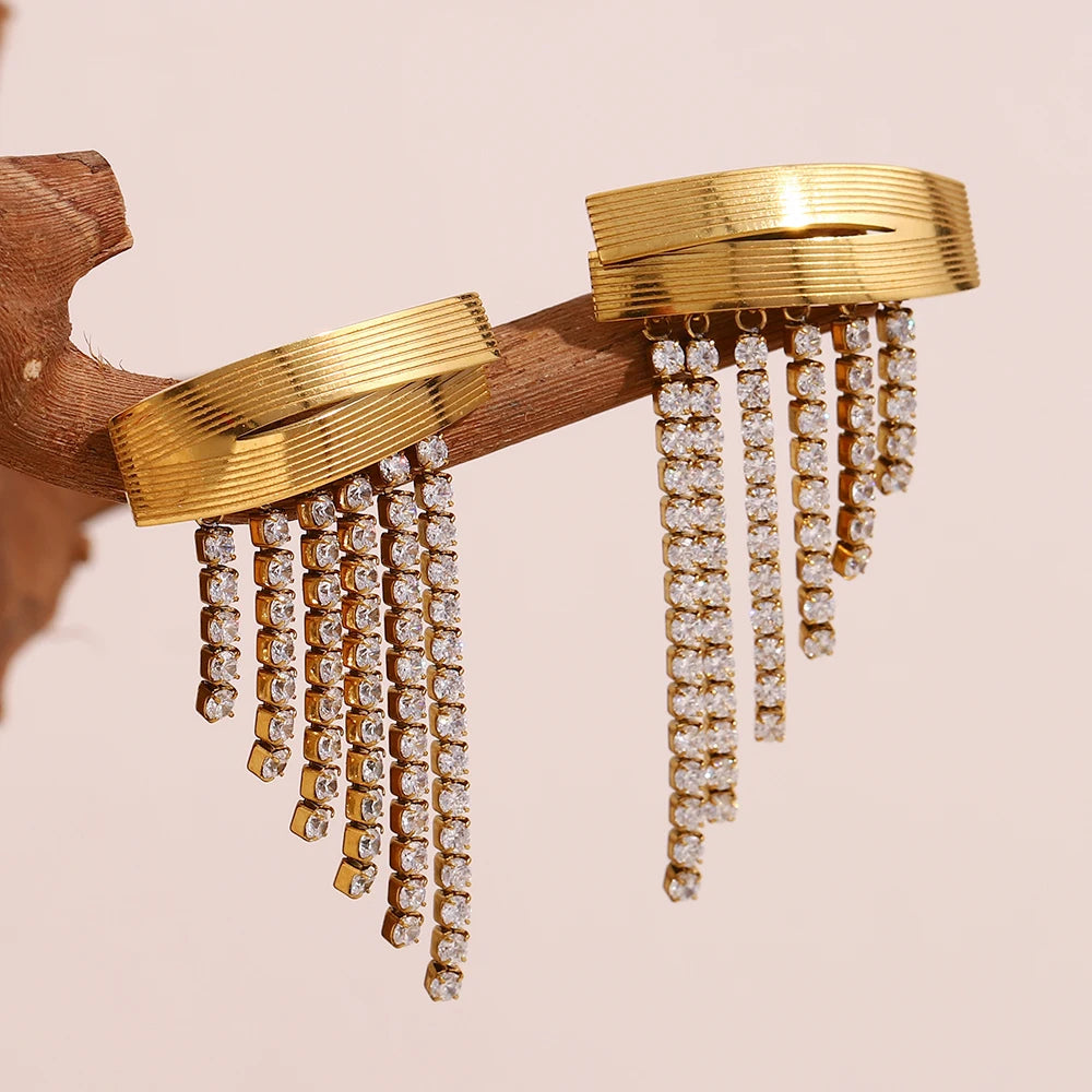 The Vivienne Cubic Zirconia Tassel Earrings by Vexa - Earring - Vexa