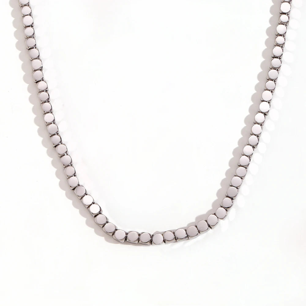 The Minimalist Cuboid Beaded Necklace by Vexa - necklace - Vexa - Silver