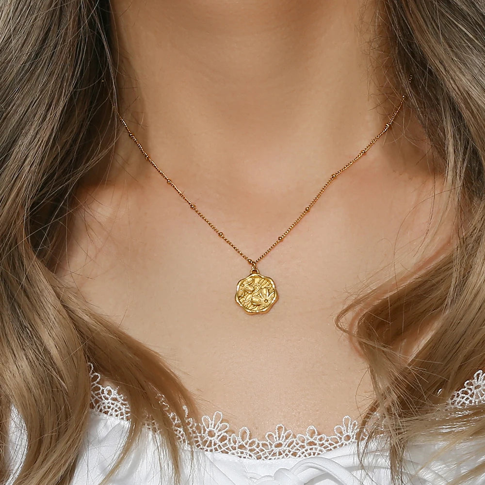 The Sakura Blossom Coin Necklace by Vexa - necklace - Vexa