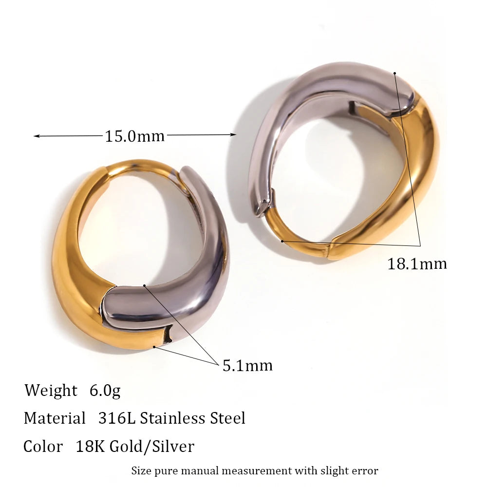 The Equinox Two - Tone Pear Hoop Earrings by Vexa - Earring - Vexa