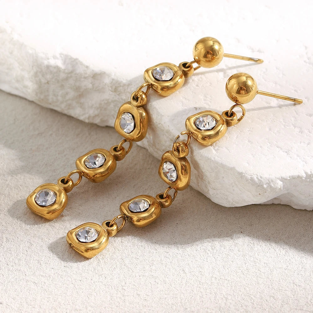 The Lyra Zircon Long Tassel Earrings by Vexa - Earring - Vexa