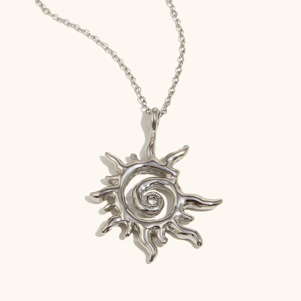 The Helios Spiral Sun Ray Necklace by Vexa - necklace - Vexa - Silver