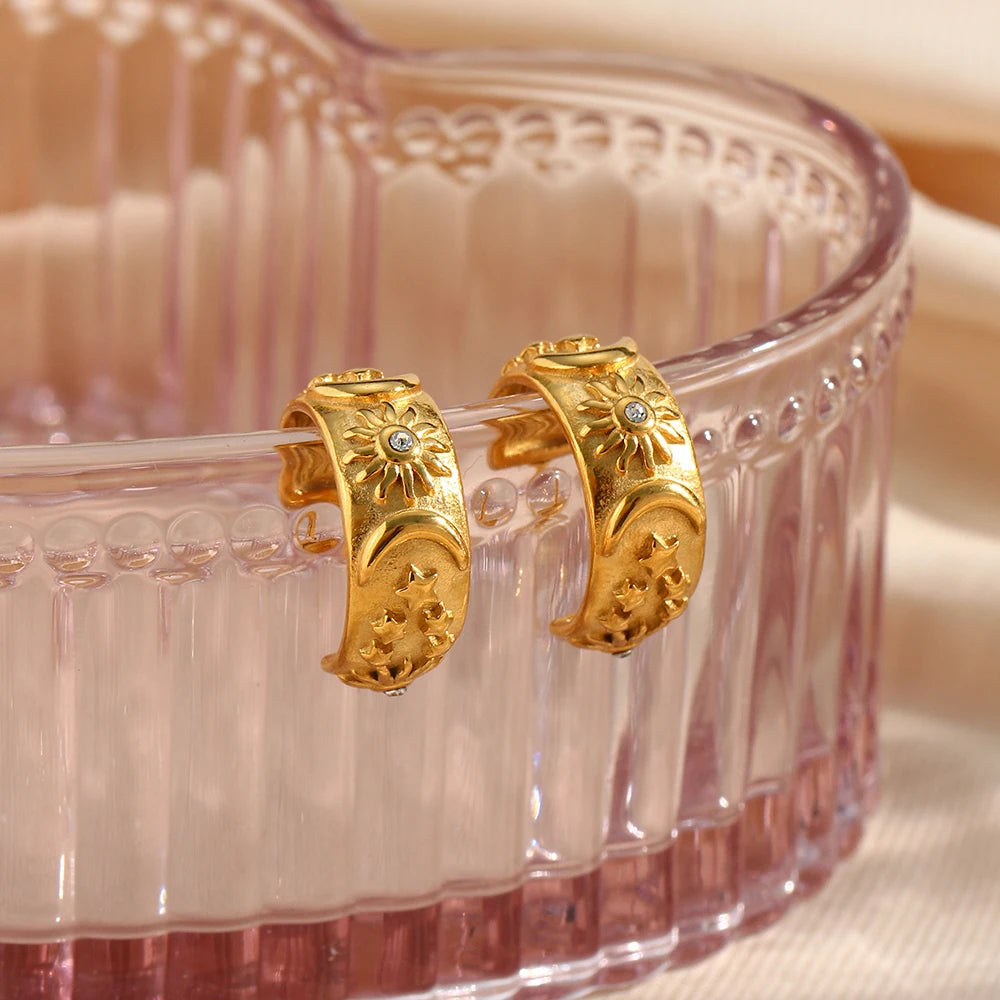 The Astra Celestial Chunky Hoop Earrings by Vexa - Earring - Vexa