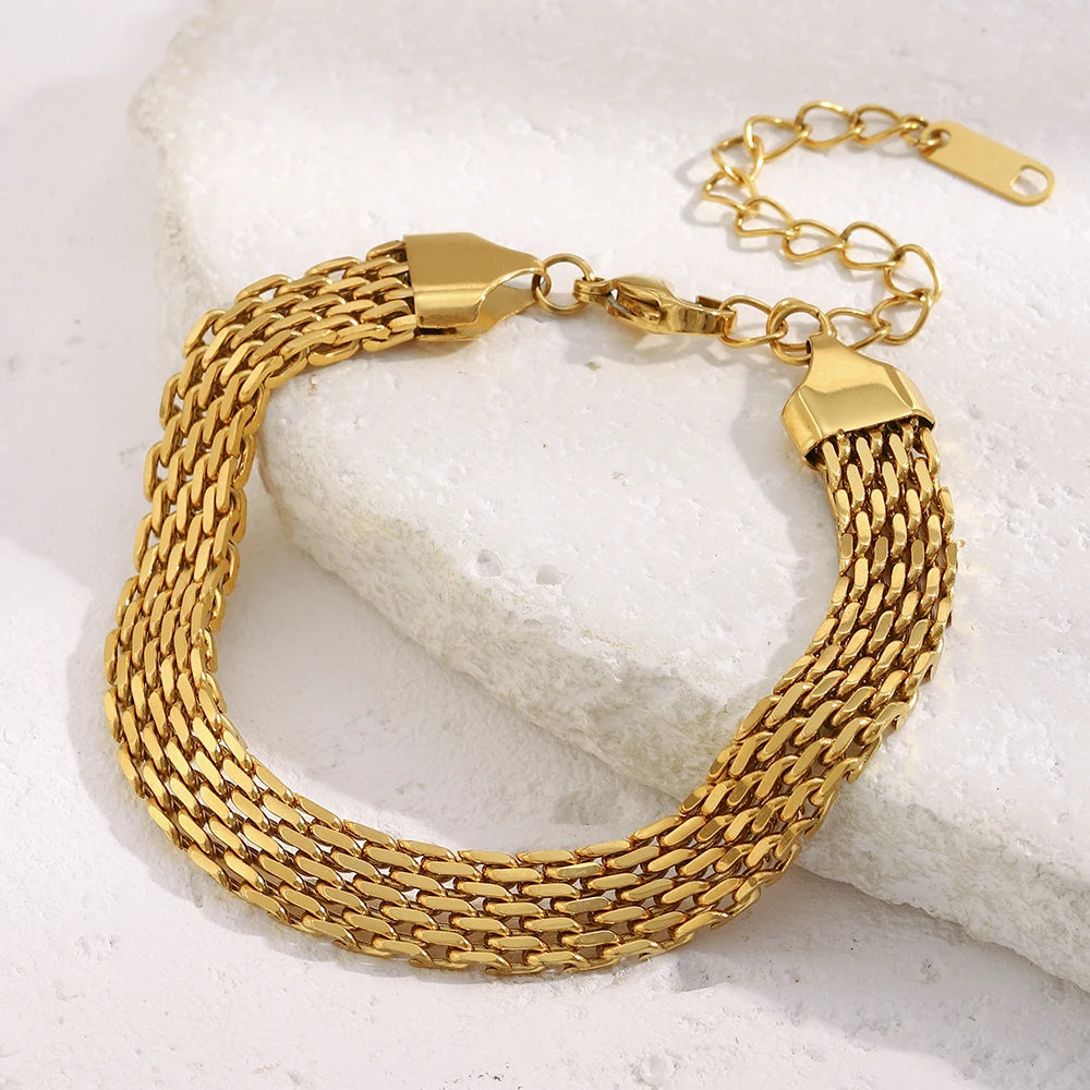 The Aurelia Woven Strap Chain Bracelet by Vexa - Bracelet - Vexa