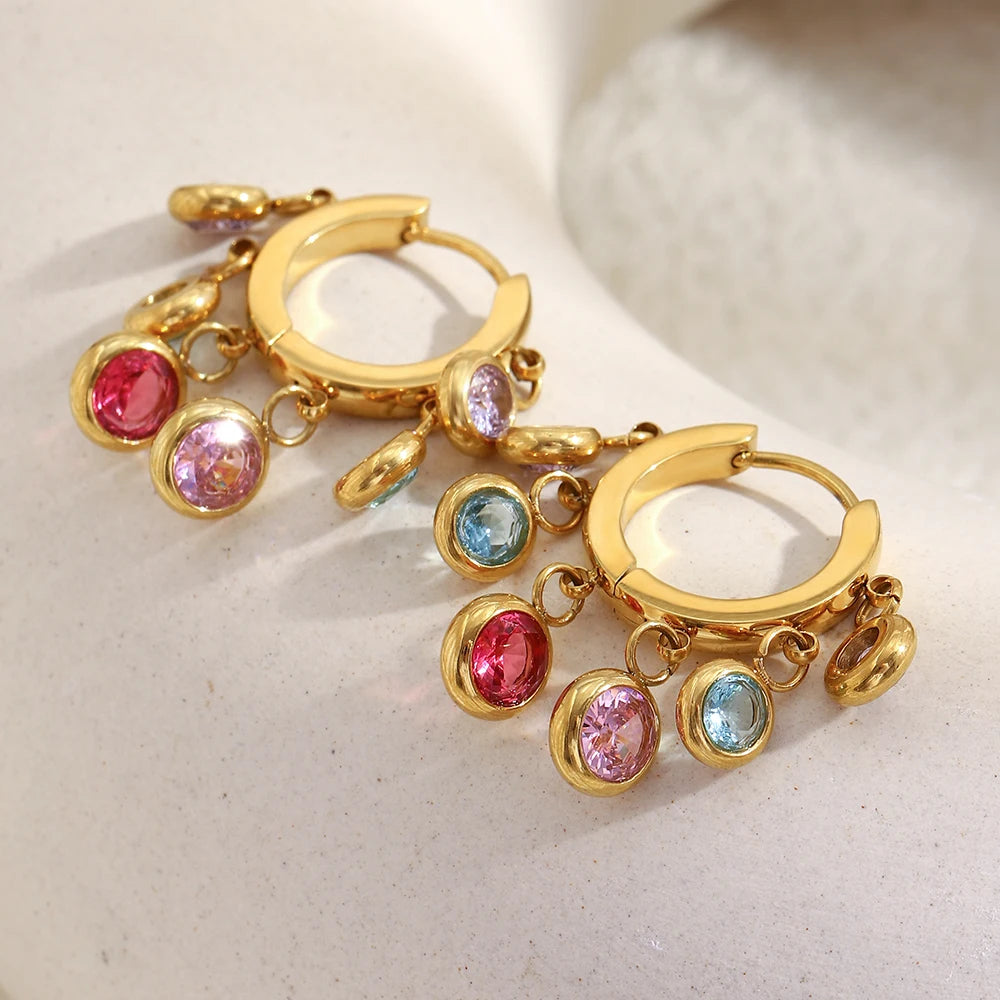 The Prism Zircon Charm Hoop Earrings by Vexa - Earring - Vexa