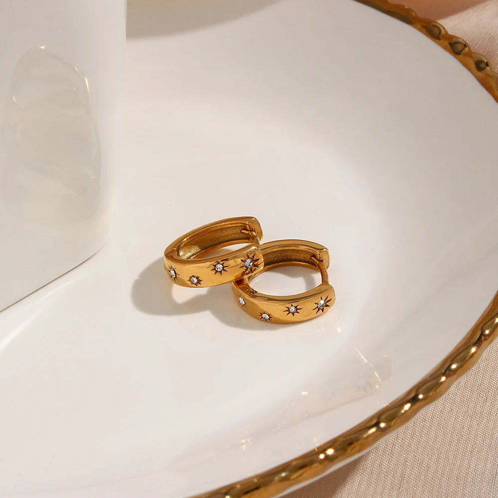The Celeste Star Zircon Hoops by Vexa - Earring - Vexa