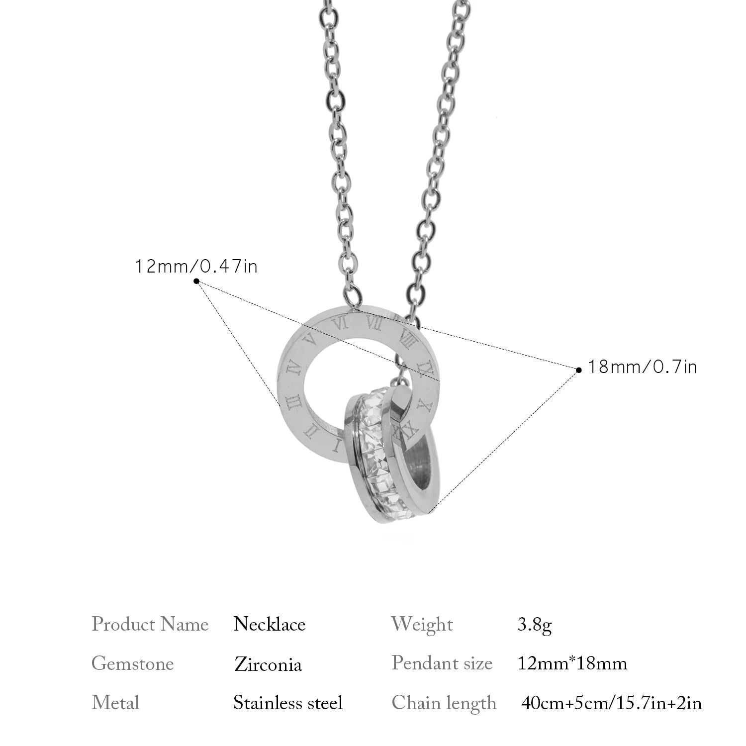 The Vintage Roman Numeral Ferrule Necklace by Vexa - necklace - Vexa - Silver