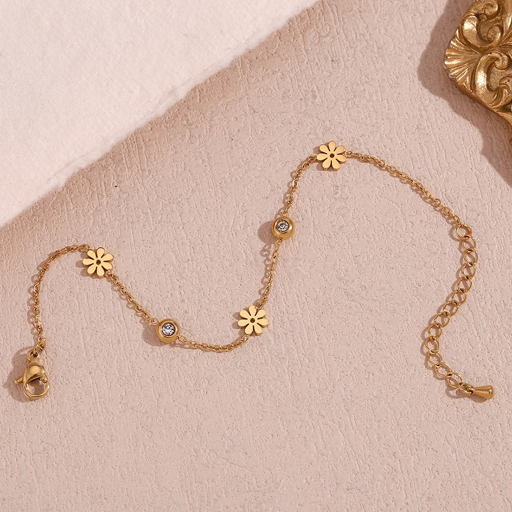 The Dainty Blossom Gold Chain Bracelet by Vexa - Bracelet - Vexa