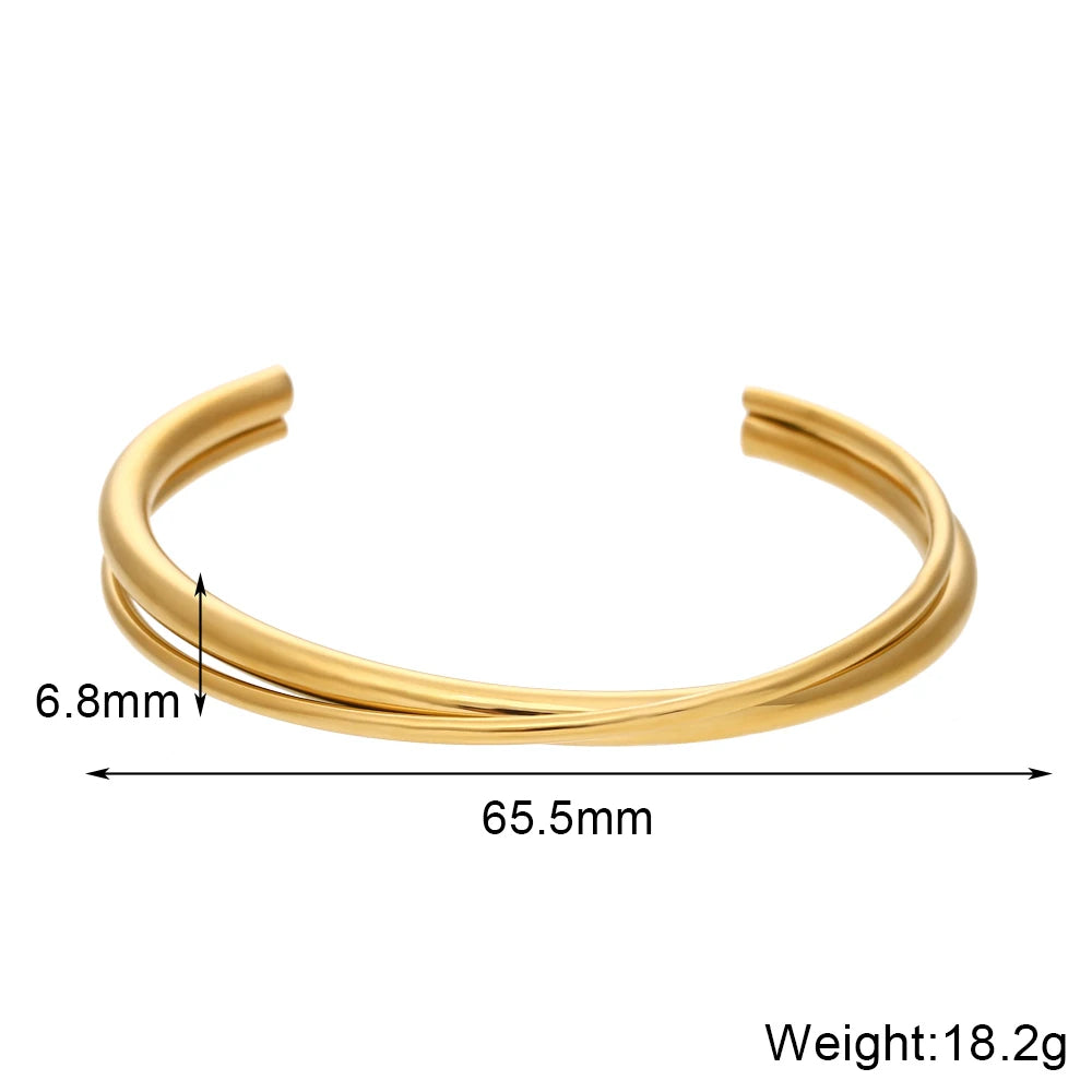 The Horizon Two - Tone Double Line Cuff by Vexa - Bracelet - Vexa