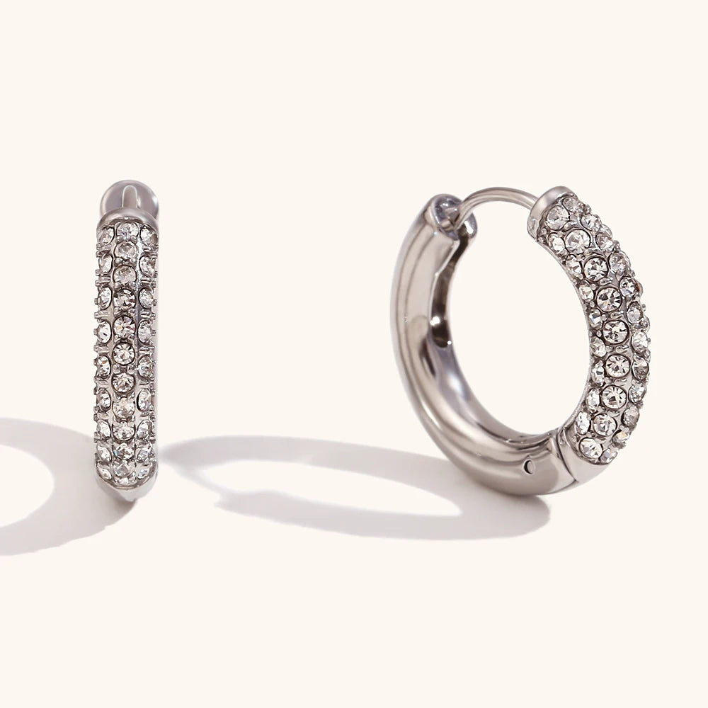 The Stella Pavé Crystal Hoop Earrings by Vexa - Earring - Vexa