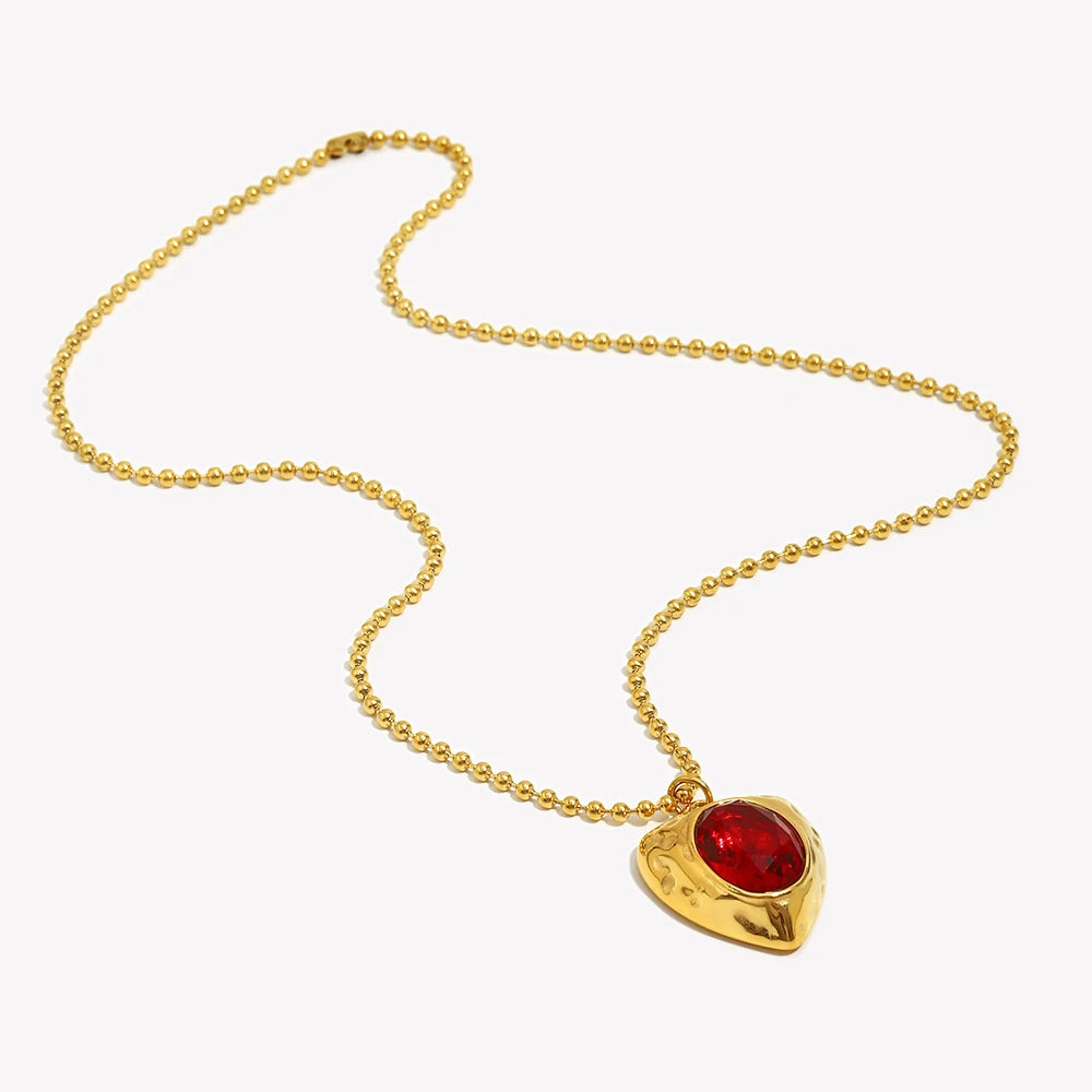 The Crimson Heart Shape Medallion Necklace by Vexa - necklace - Vexa