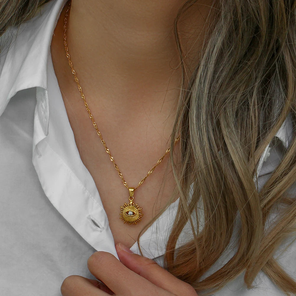 The Solara Sunburst Zircon Necklace by Vexa - necklace - Vexa