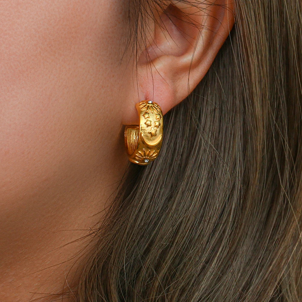 The Astra Celestial Chunky Hoop Earrings by Vexa - Earring - Vexa