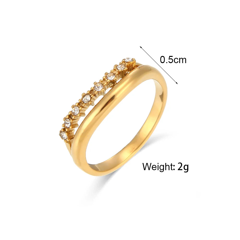The Serenade Double - Band Crystal Ring by Vexa - RING - Vexa - 8 - White