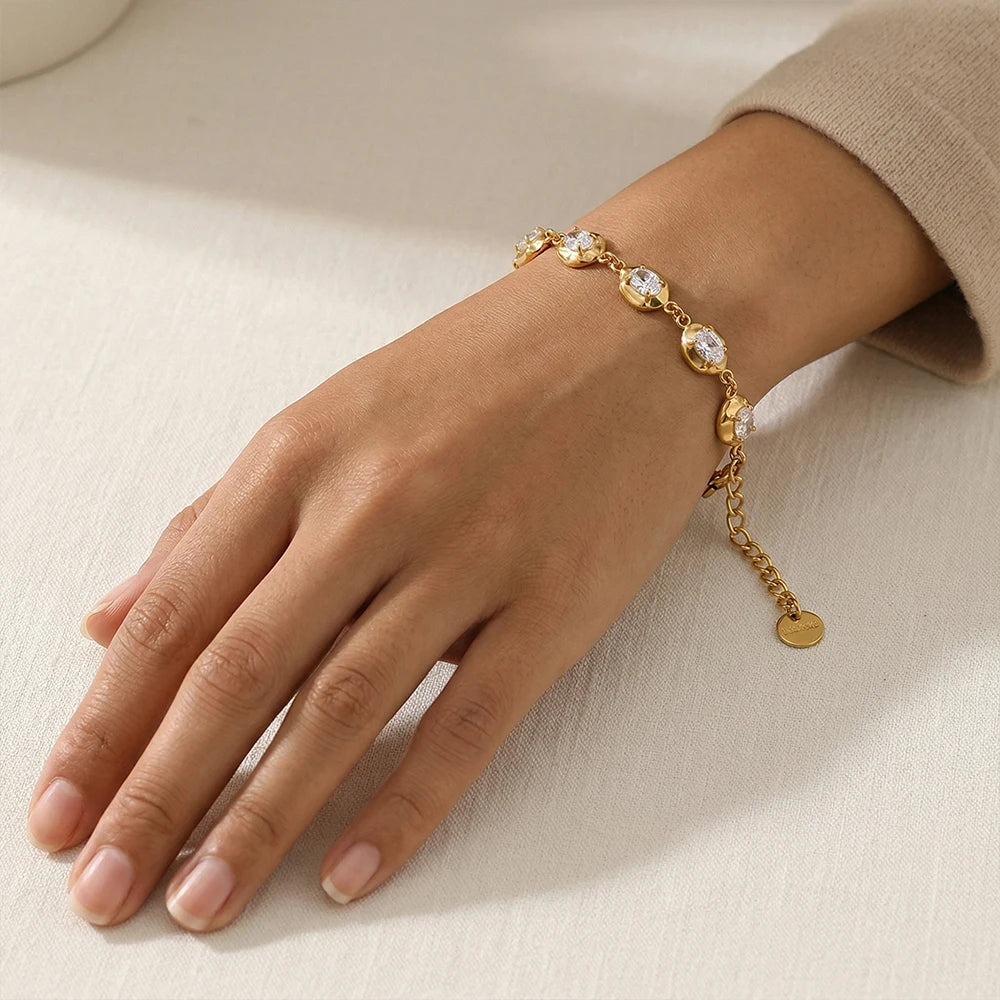 The Luminous Zircon Irregular Link Bracelet by Vexa - Bracelet - Vexa