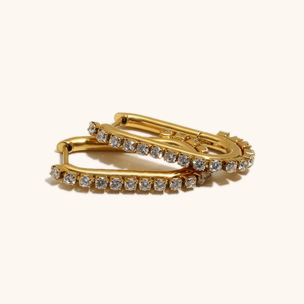 The Stella U - Shaped Zircon Hoop Earrings by Vexa - Earring - Vexa