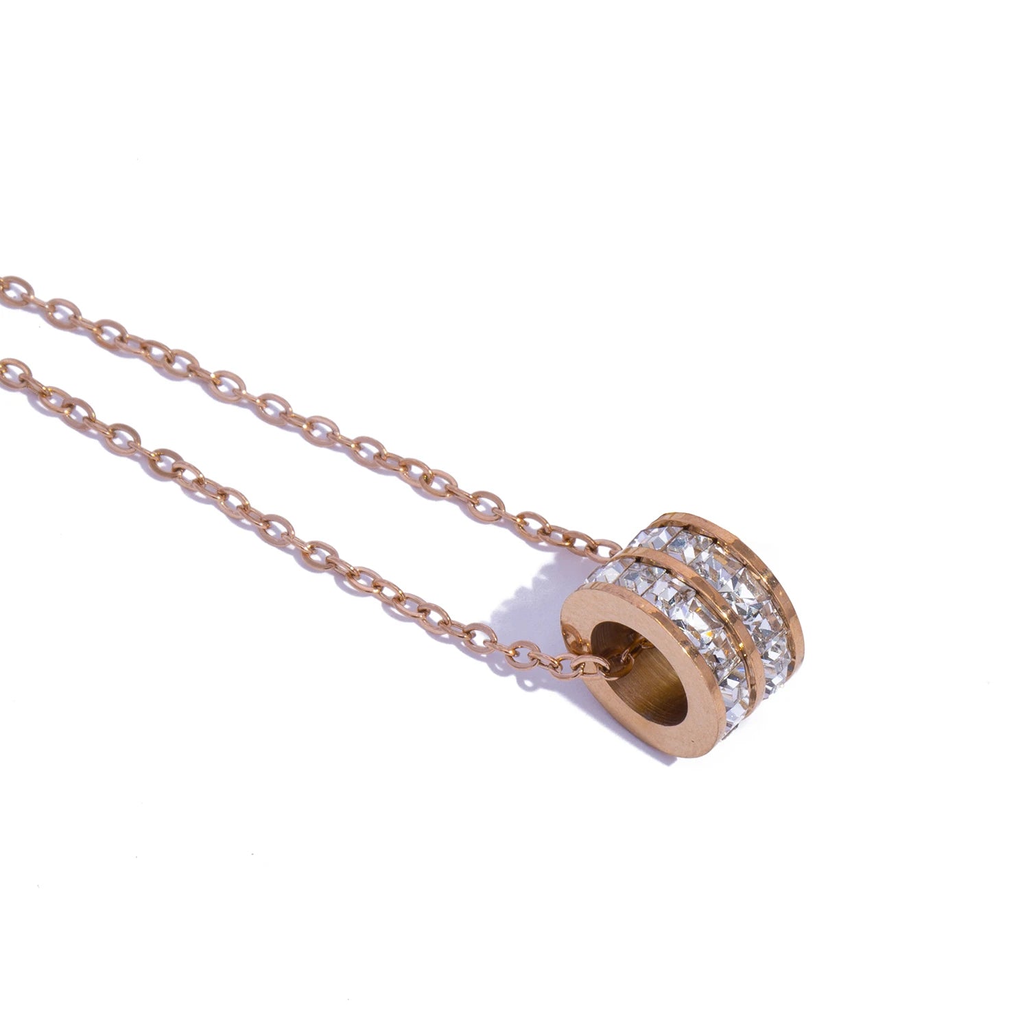 The Radiant Double Row Crystal Cylinder Necklace by Vexa - necklace - Vexa - Rose gold