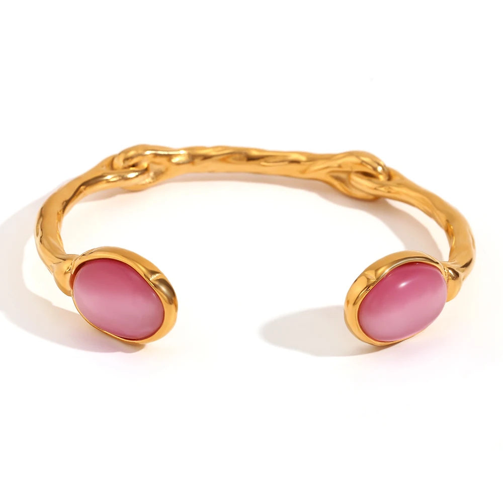 The Terra Natural Stone Open Cuff Bracelet by Vexa - Bracelet - Vexa