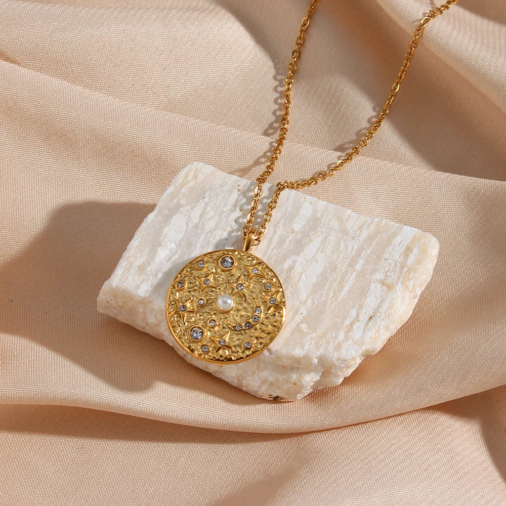 The Celestial Pearl Coin Necklace by Vexa - necklace - Vexa