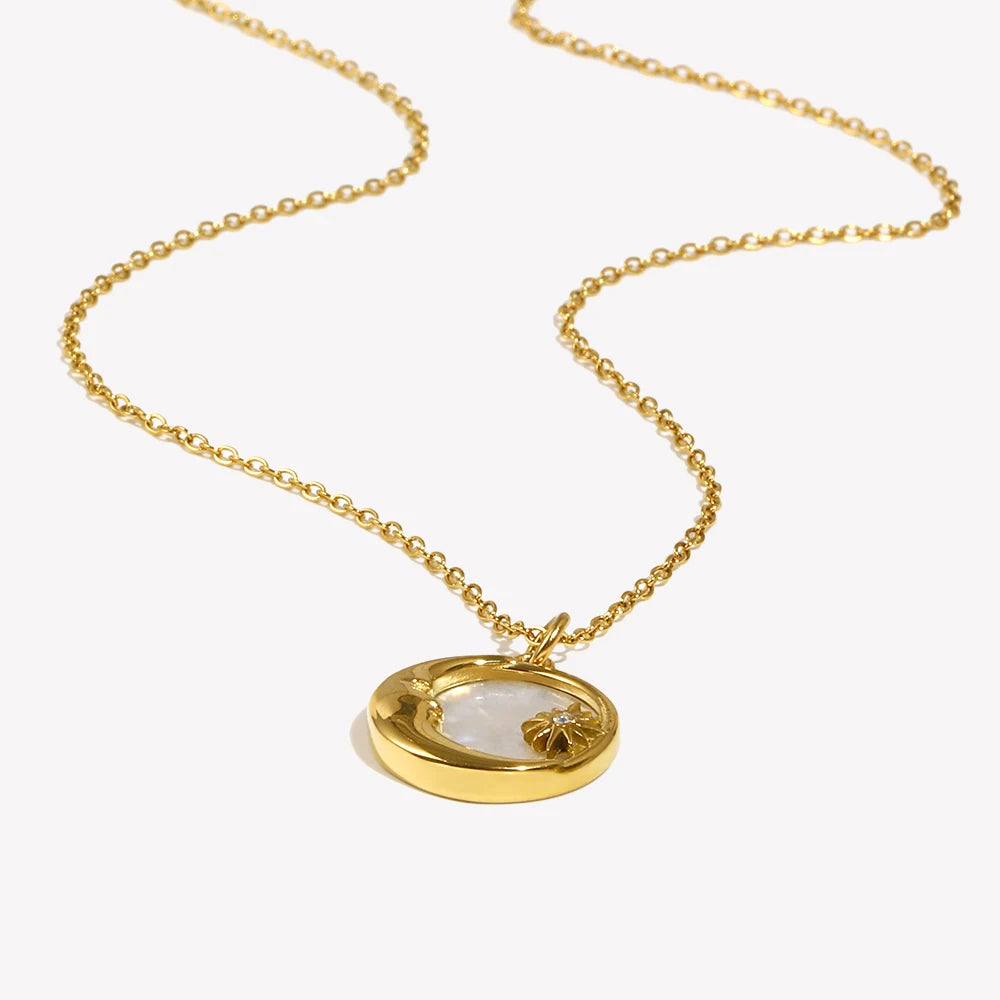 The Selene Celestial Moon Star Medallion by Vexa - necklace - Vexa