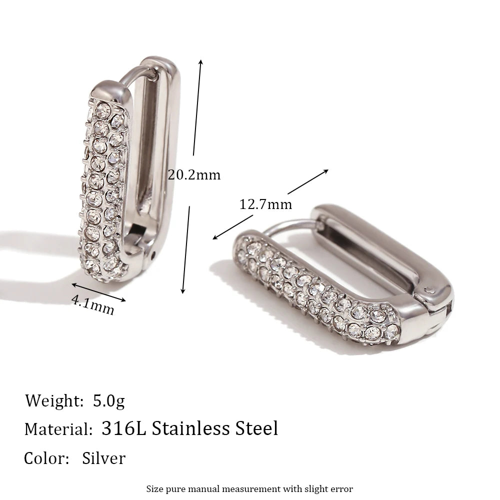 The Radiance Pave Rectangular Hoops by Vexa - Earring - Vexa
