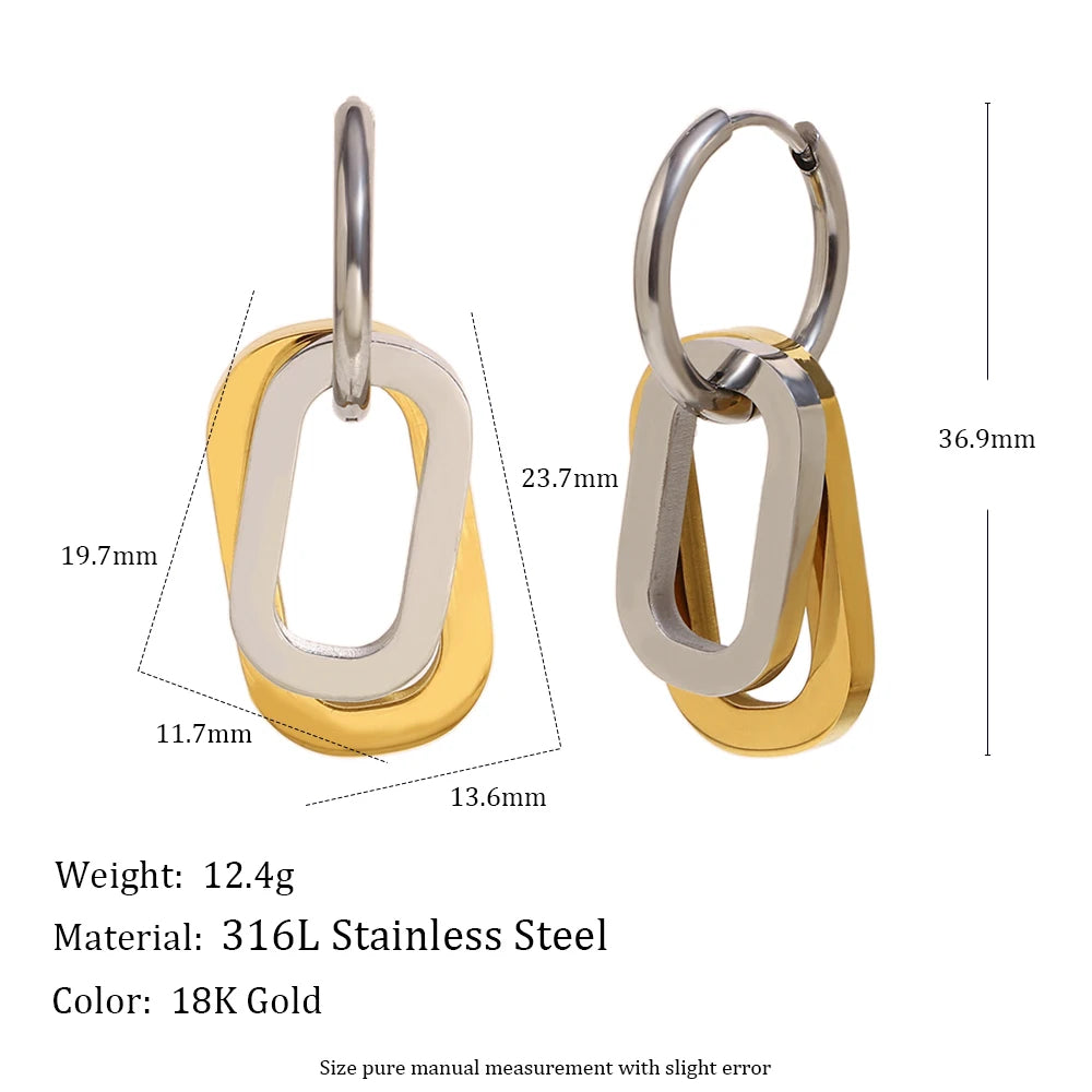 The Cosmos Two - Tone Geometric Hoop Earrings by Vexa - Earring - Vexa