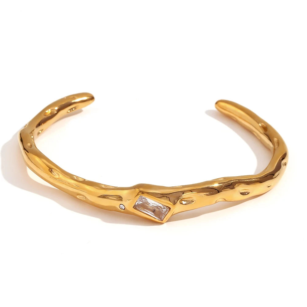 The Sculpted Zircon Cuff by Vexa - Bracelet - Vexa