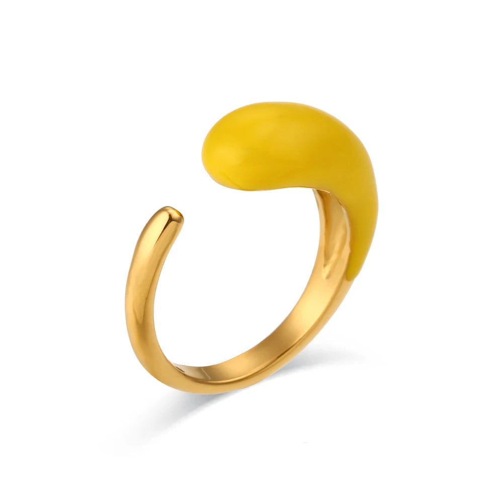 The Chroma Teardrop Enamel Ring by Vexa - RING - Vexa - Yellow