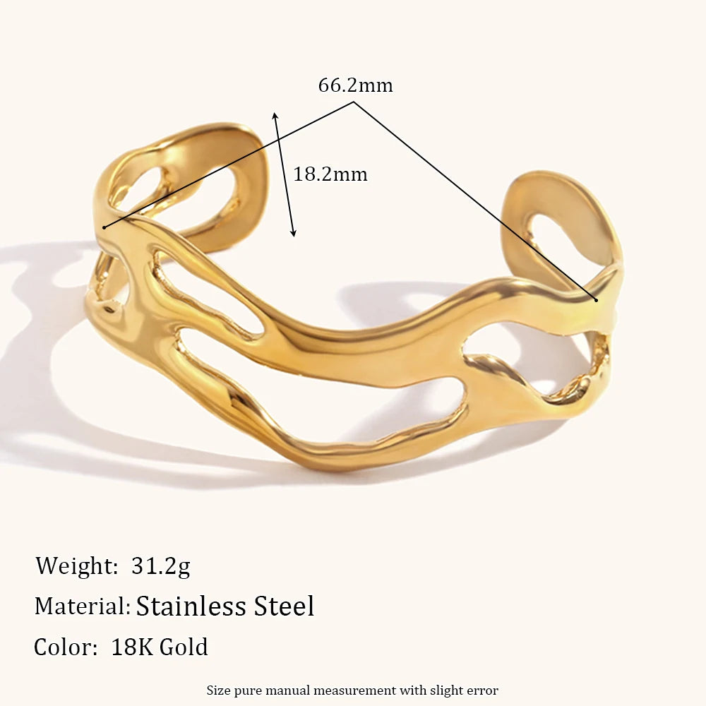 The Rhythmic Wave Hollow Cuff by Vexa - Bracelet - Vexa