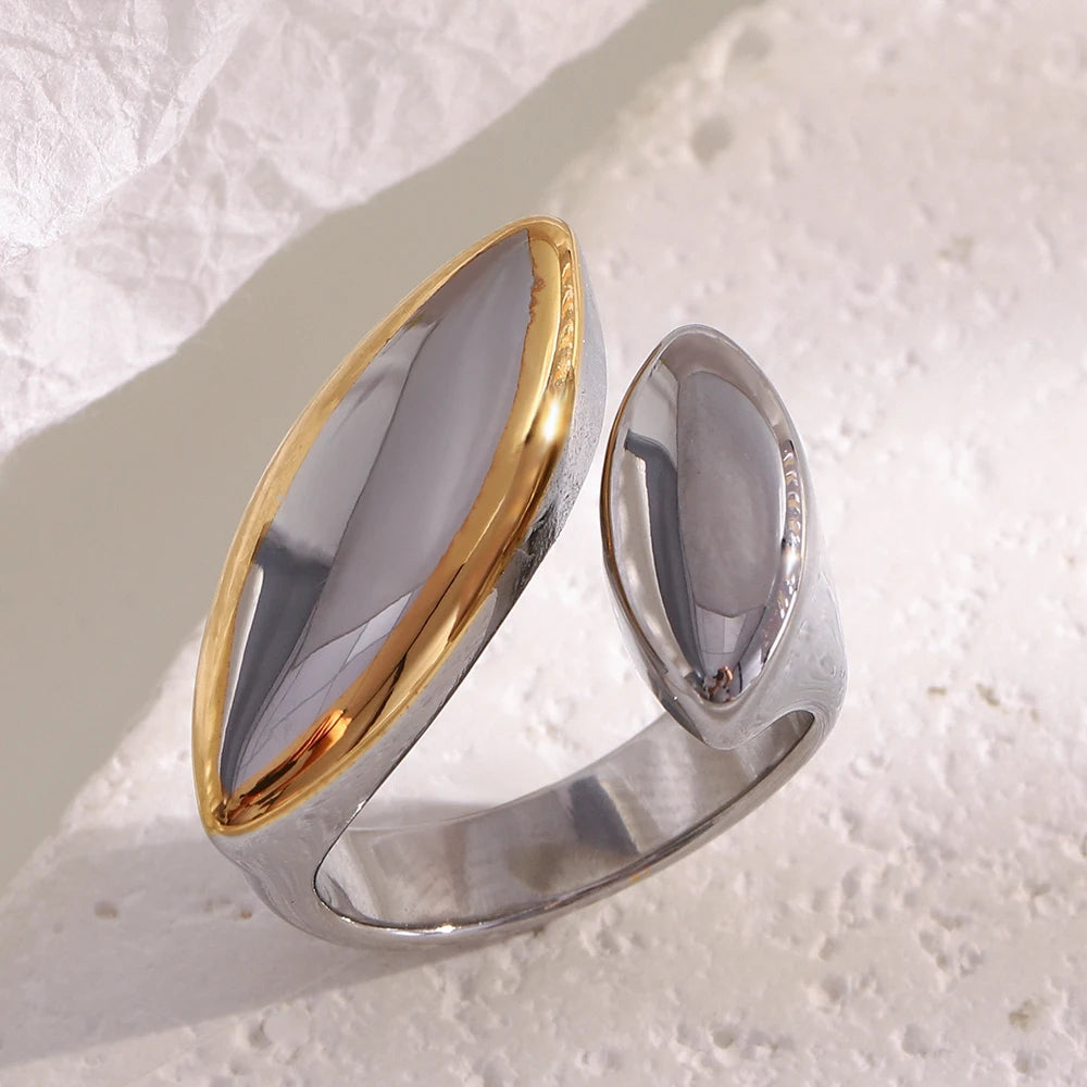 The Vesper Two - Tone Asymmetric Oval Ring by Vexa - RING - Vexa