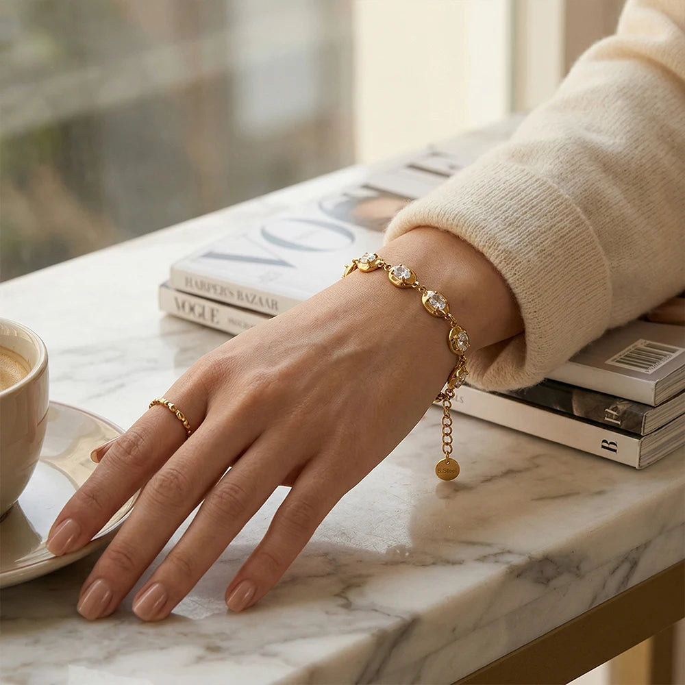The Luminous Zircon Irregular Link Bracelet by Vexa - Bracelet - Vexa