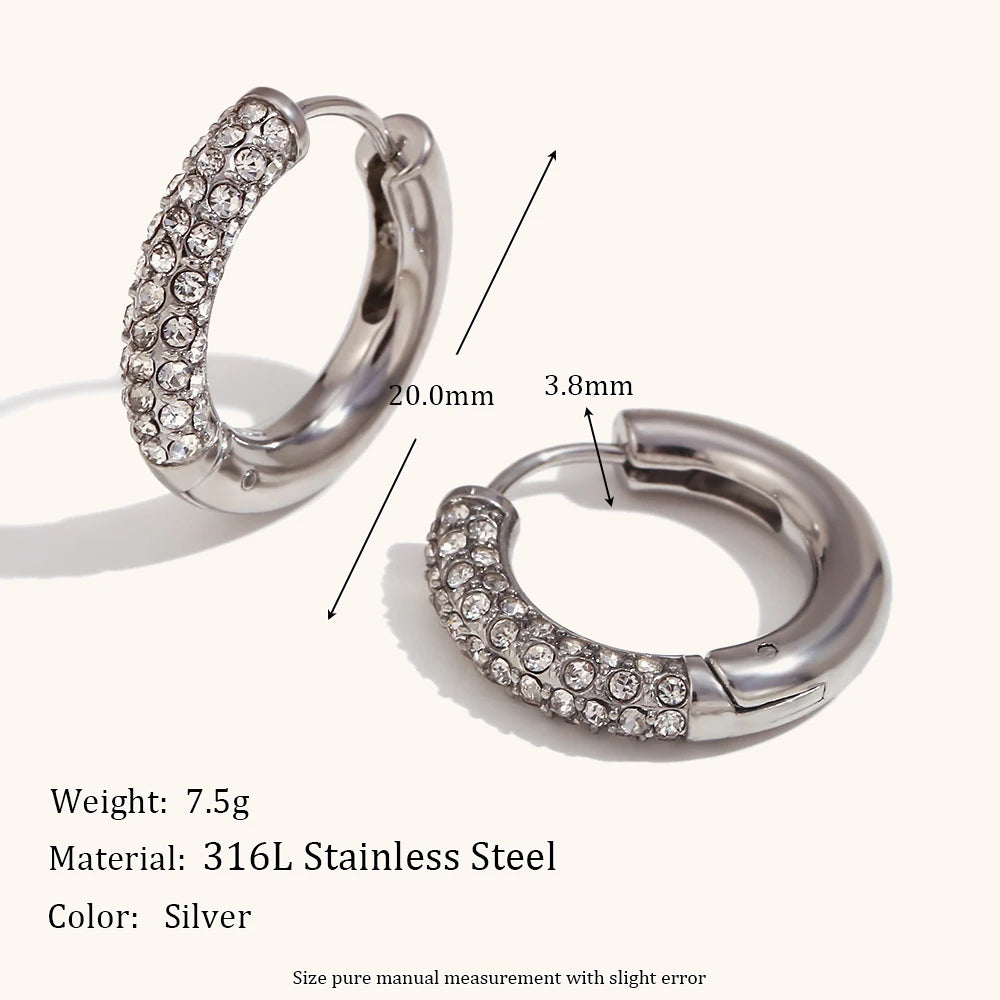 The Stella Pavé Crystal Hoop Earrings by Vexa - Earring - Vexa - Silver