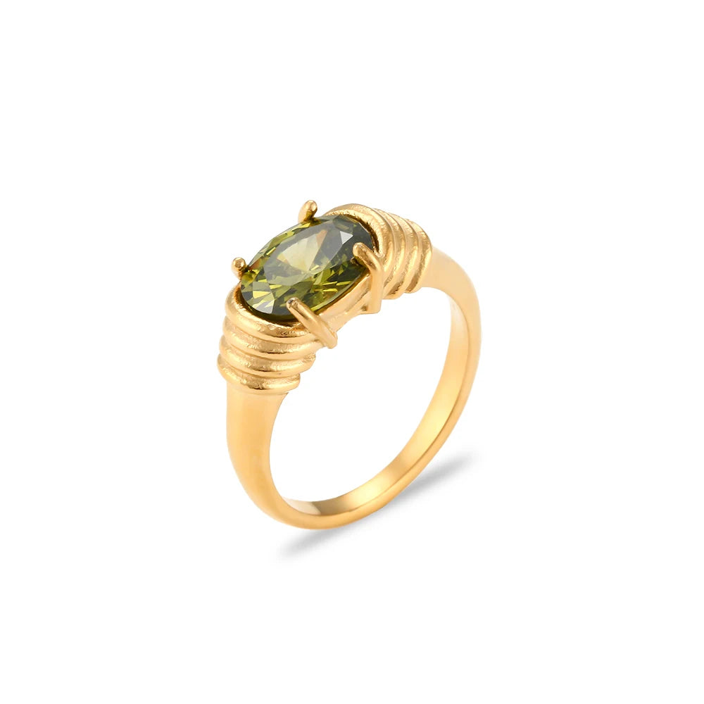 The Ophelia Oval Zircon Ring by Vexa - RING - Vexa - 8 - Green