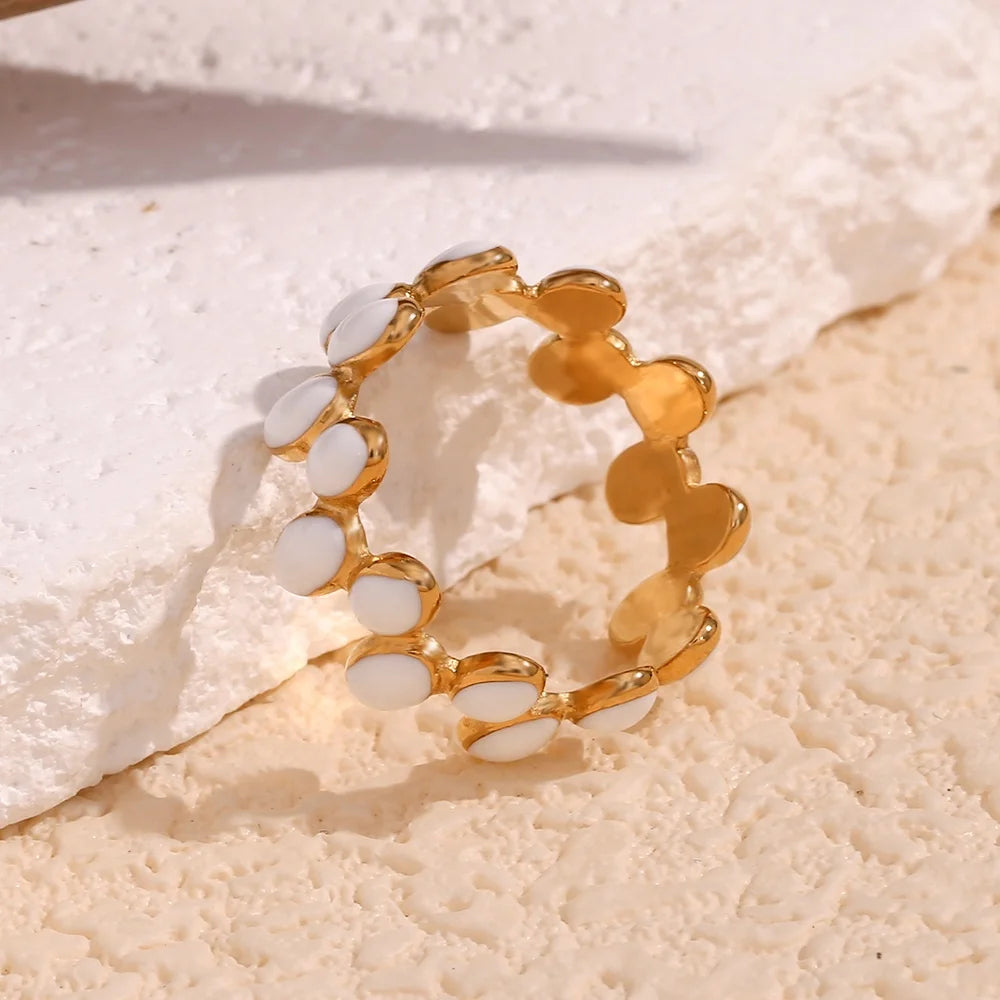 The Livia Enamel Double Row Oval Ring by Vexa - RING - Vexa