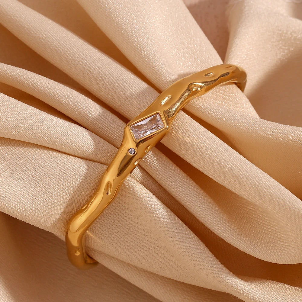 The Sculpted Zircon Cuff by Vexa - Bracelet - Vexa - White