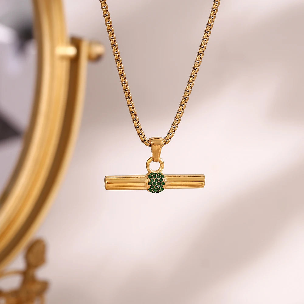 The Aurelia T - Bar Crystal Pendant Necklace by Vexa - necklace - Vexa