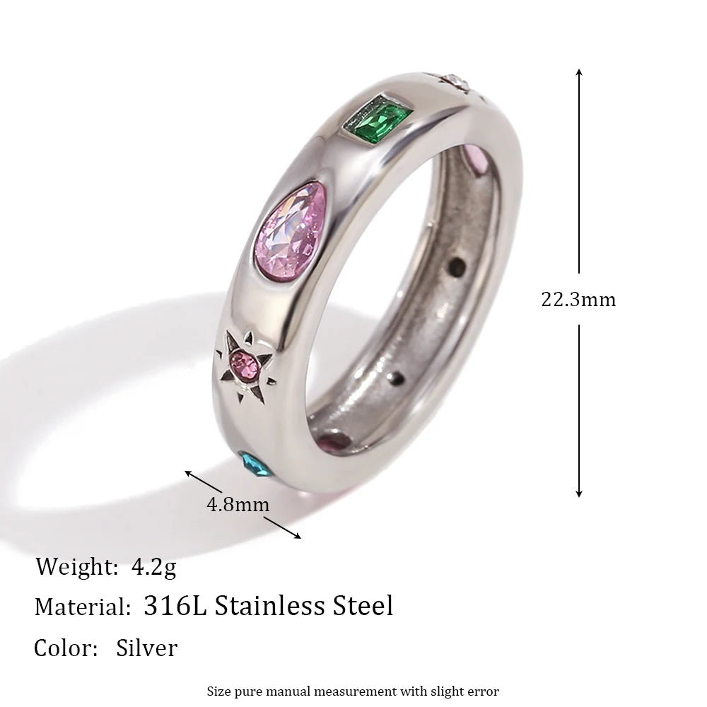 The Celestial Multi - Shape Zircon Band Ring by Vexa - RING - Vexa - 8 - Silver
