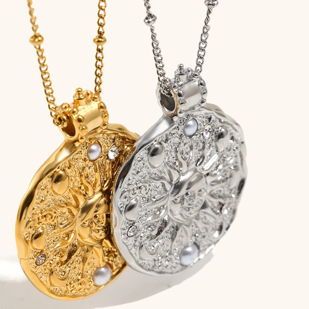 The Solis Luna Pearl Medallion Necklace by Vexa - necklace - Vexa