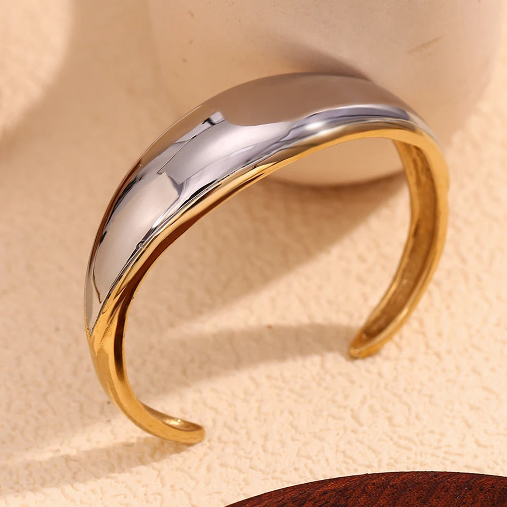 The Equinox Dual - Tone Open Cuff Bracelet by Vexa - Bracelet - Vexa
