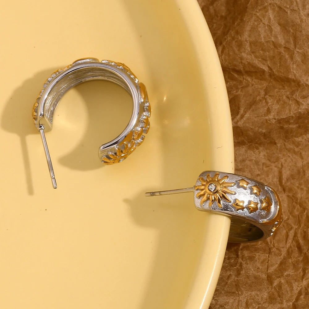 The Astra Celestial Chunky Hoop Earrings by Vexa - Earring - Vexa