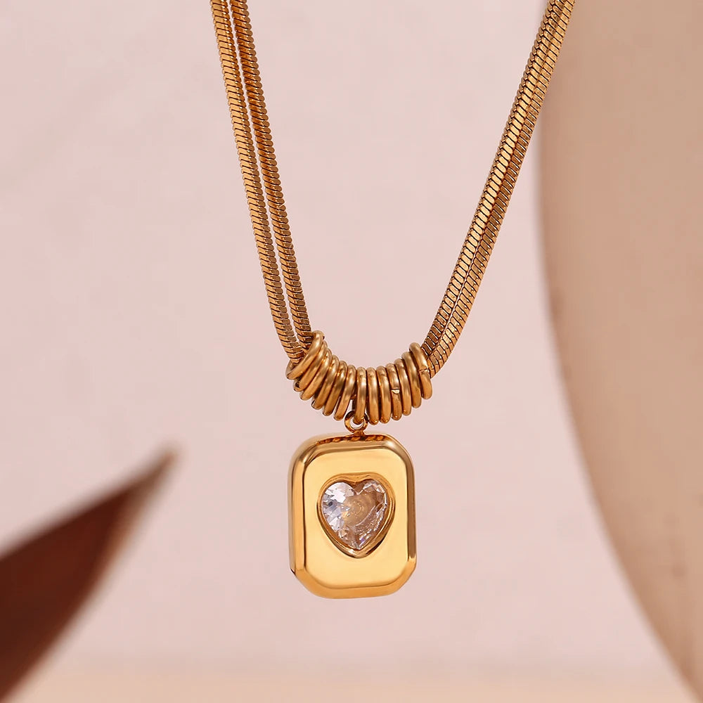 The Amara Layered Heart Necklace by Vexa - necklace - Vexa
