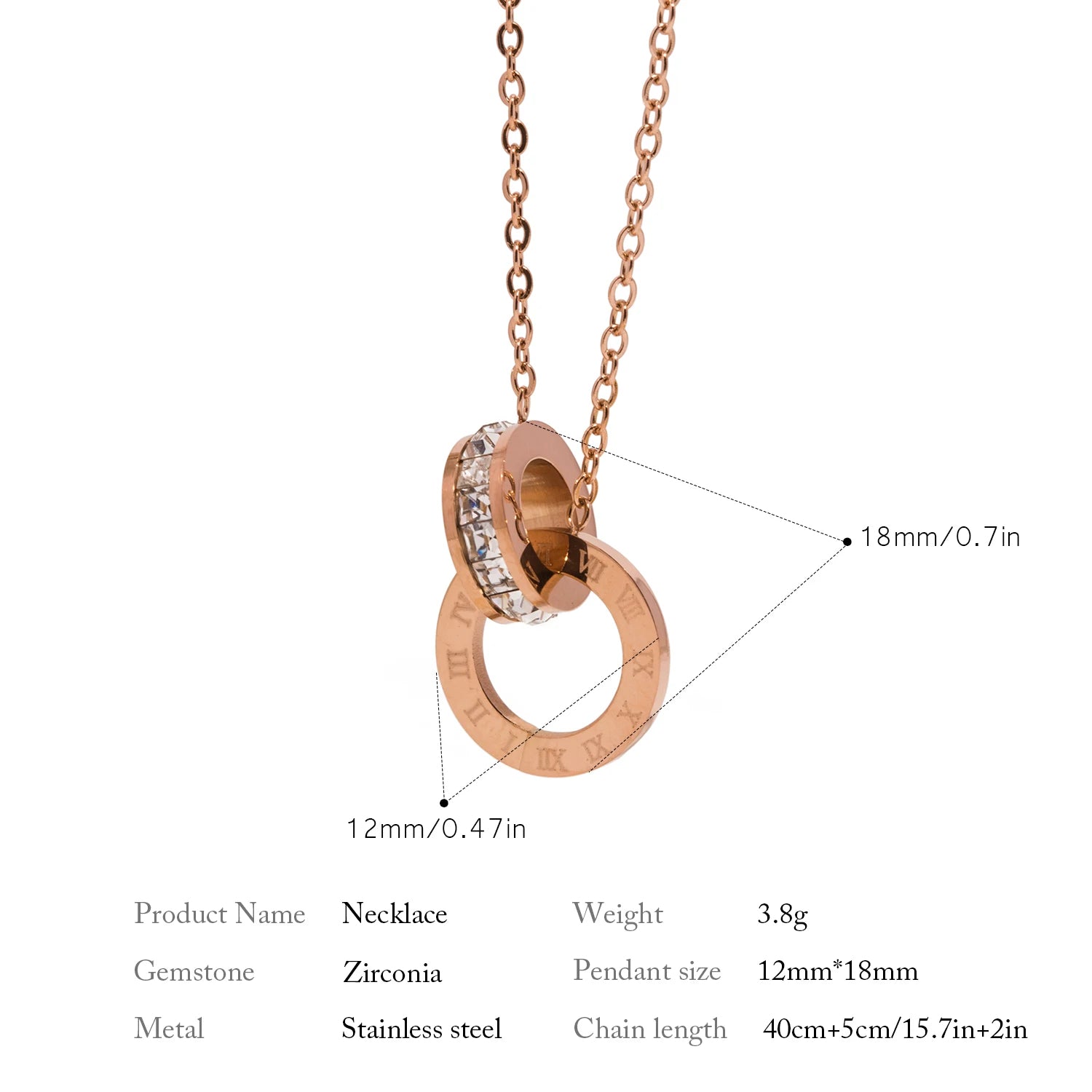 The Vintage Roman Numeral Ferrule Necklace by Vexa - necklace - Vexa - Rose gold
