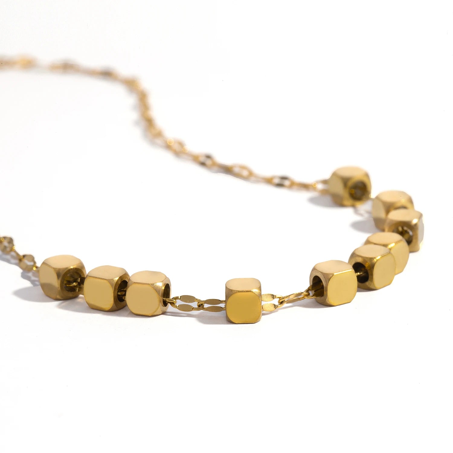 The Polished Geometric Cube Strand Necklace by Vexa - necklace - Vexa