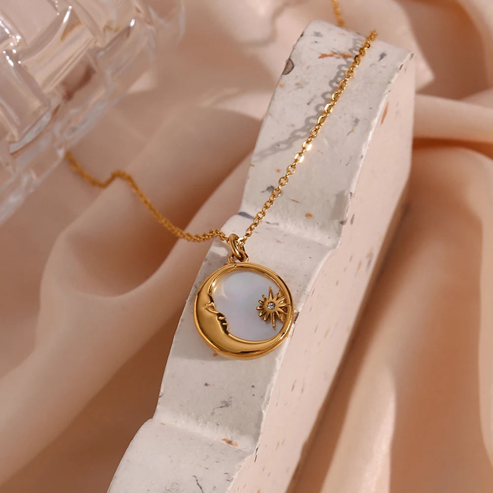 The Selene Celestial Moon Star Medallion by Vexa - necklace - Vexa
