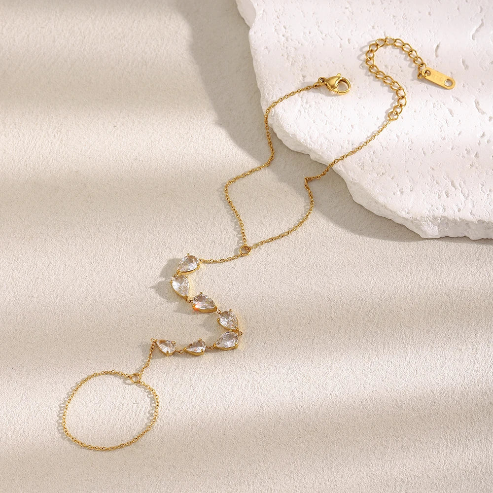 The Cascade Waterdrop Hand Chain by Vexa - Bracelet - Vexa